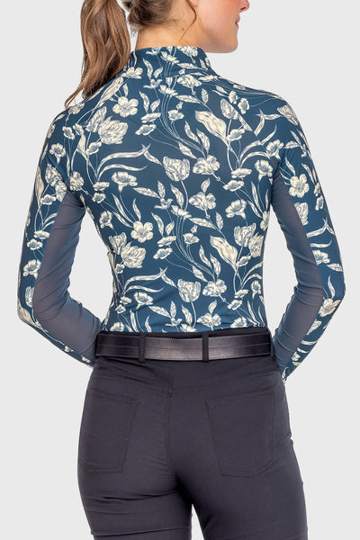 KASTEL SAILOR BLUE FRENCH TULIP LONG SLEEVE 1/4 ZIP SUN SHIRT