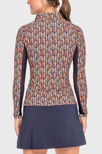 KASTEL NAVY PLUMES LONG SLEEVE 1/4 ZIP SUN SHIRT