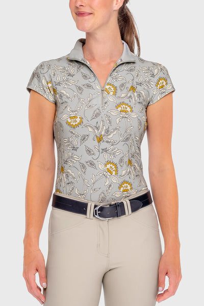 Kastel Dove Vintage Jacobean Cap Sleeve 1/4 Zip Sun Shirt