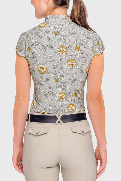 Kastel Dove Vintage Jacobean Cap Sleeve 1/4 Zip Sun Shirt