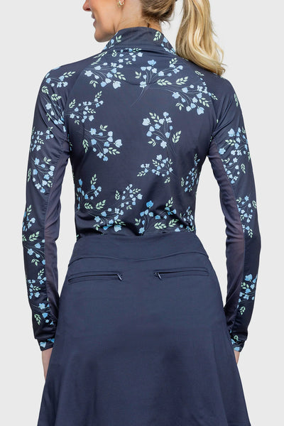 Kastel Long Sleeve Navy Rosebud 1/4 Zip Shirt