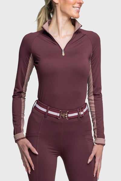 Kastel Long Sleeve Cabernet Tonal Crown 1/4 Zip