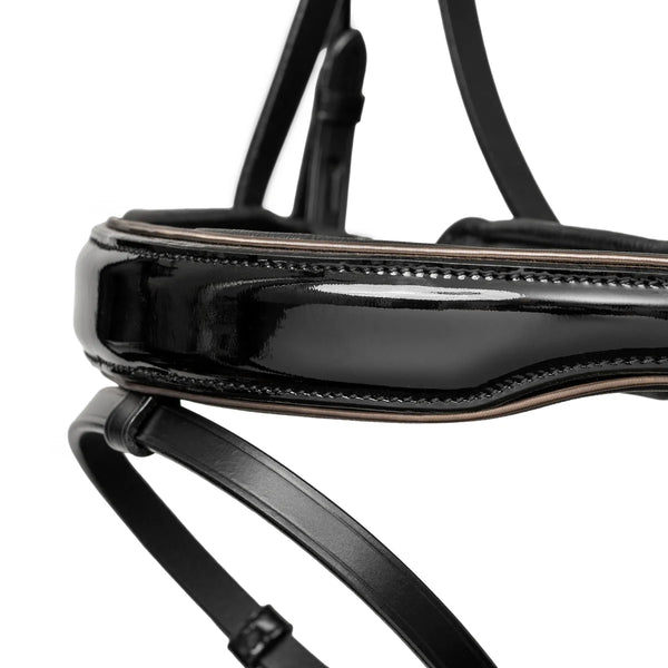 Halter Ego - Ocala Black Patent Leather Snaffle Bridle With Removable Flash - HEC