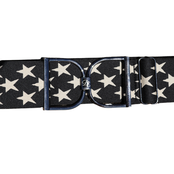 Snaffle Comfort Fit Belt - Black with Cream Stars (2" wide)