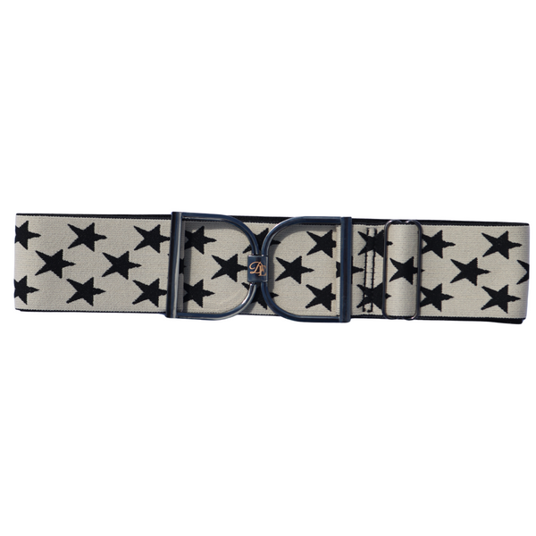 Snaffle Comfort Fit Belt - Cream with Black Stars (2" wide)