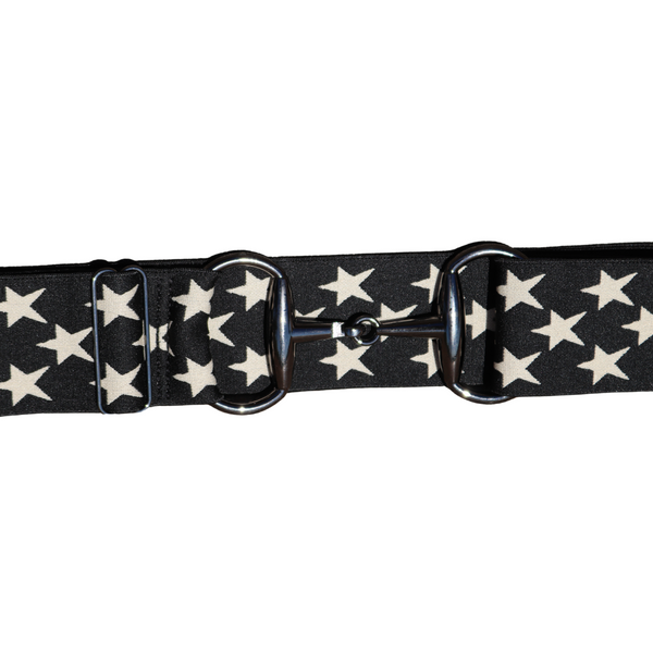 Snaffle Comfort Fit Belt - Black with Cream Stars (2" wide)