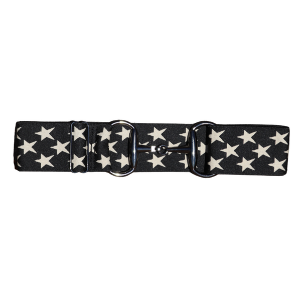 Snaffle Comfort Fit Belt - Black with Cream Stars (2" wide)