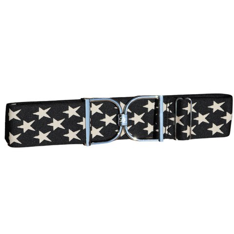 Snaffle Comfort Fit Belt - Black with Cream Stars (2" wide)