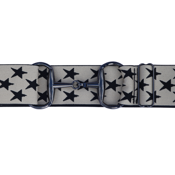 Snaffle Comfort Fit Belt - Cream with Black Stars (2" wide)