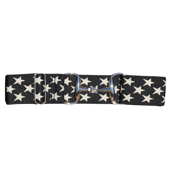 Snaffle Comfort Fit Belt - Black with Cream Stars (2" wide)