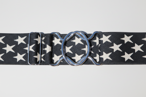 Comfort Fit Belt - Black with Cream Stars (2" wide)
