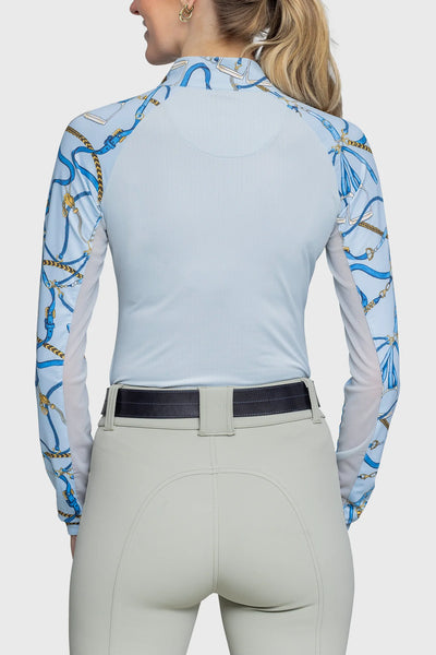 Kastel Robins Egg Belt Print Long Sleeve Raglan 1/4 Zip Sun Shirt