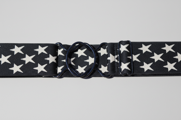Comfort Fit Belt - Black with Cream Stars (2" wide)