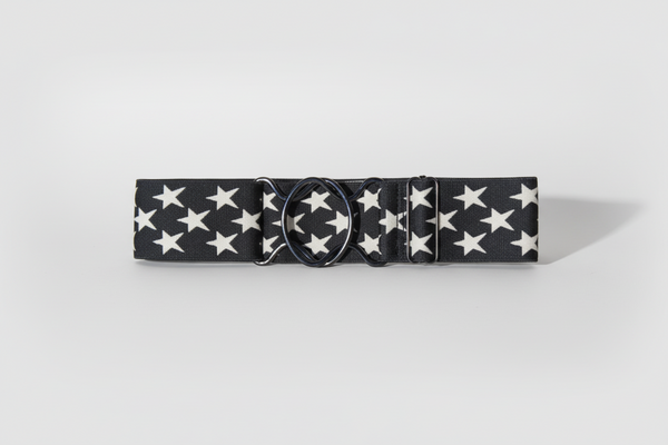 Comfort Fit Belt - Black with Cream Stars (2" wide)