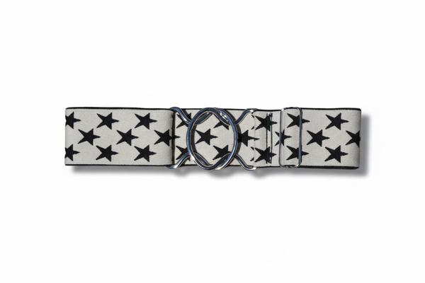 Comfort Fit Belt - Cream with Black Stars (2" wide)