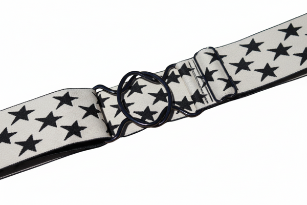 Comfort Fit Belt - Cream with Black Stars (2" wide)