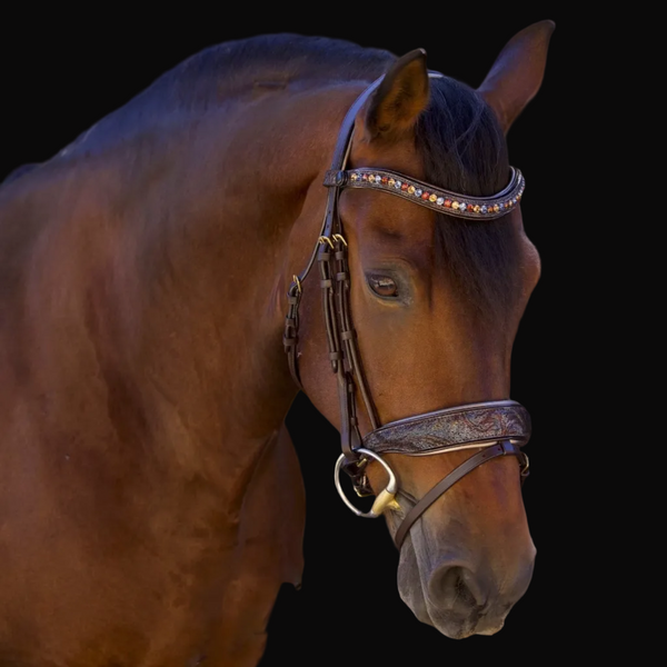 Aspen Leather Snaffle Bridle with Removable Flash
