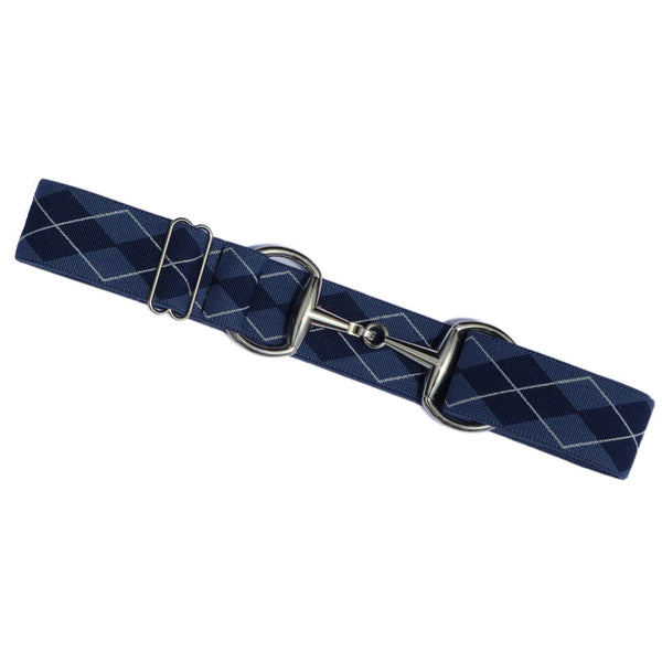 Divine Equestrian Snaffle Comfort Fit Belt - Blue Argyle