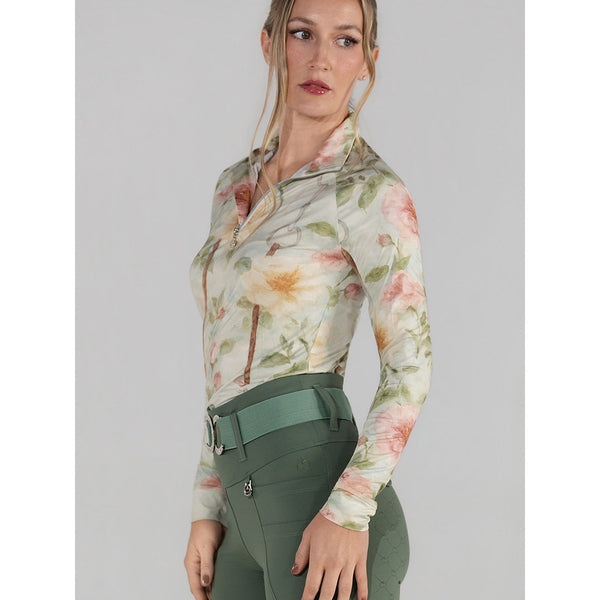 Dapplebay Vintage Floral 1/4 Zip LS Riding Top