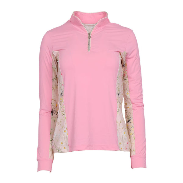 Dapplebay Grace 1/4 Zip LS Riding Top-Light Pink/Dragonfly Meadow