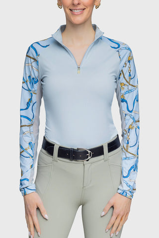 Kastel Robins Egg Belt Print Long Sleeve Raglan 1/4 Zip Sun Shirt