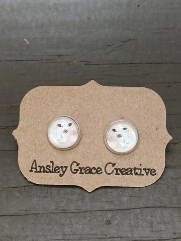 Sona Equestrian Baby Cow Half Dome Stud Earrings