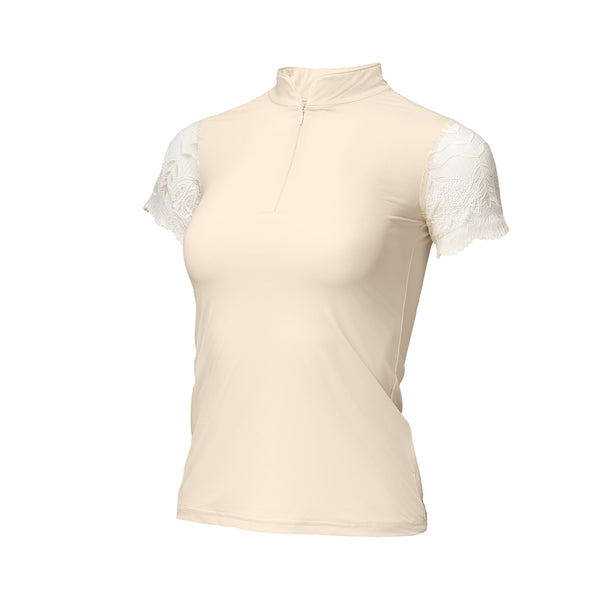 Charlie Short Sleeve Lace Riding Shirt - Ecru