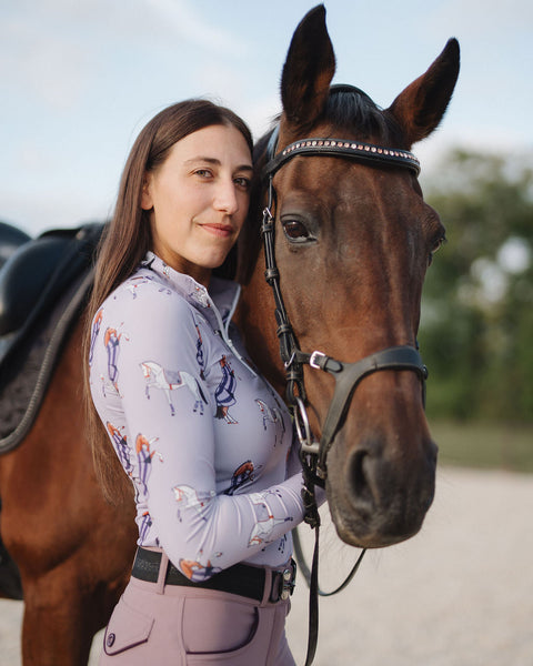 D. D. Prints With A Purpose PURPLE PONY CLUB Long Sleeved Training Shirt