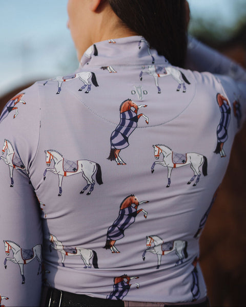 D. D. Prints With A Purpose PURPLE PONY CLUB Long Sleeved Training Shirt