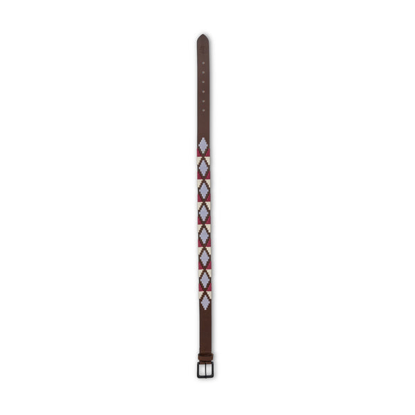 Viñedo - Burgundy, Lavender Ice Blue, Brown & Ivory Brown Leather Polo Belt