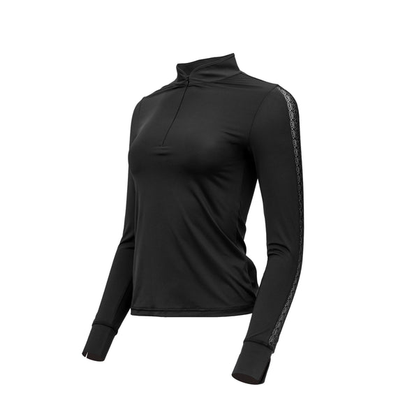 Annabelle - Long Sleeve Lace Riding Top - Jet Black