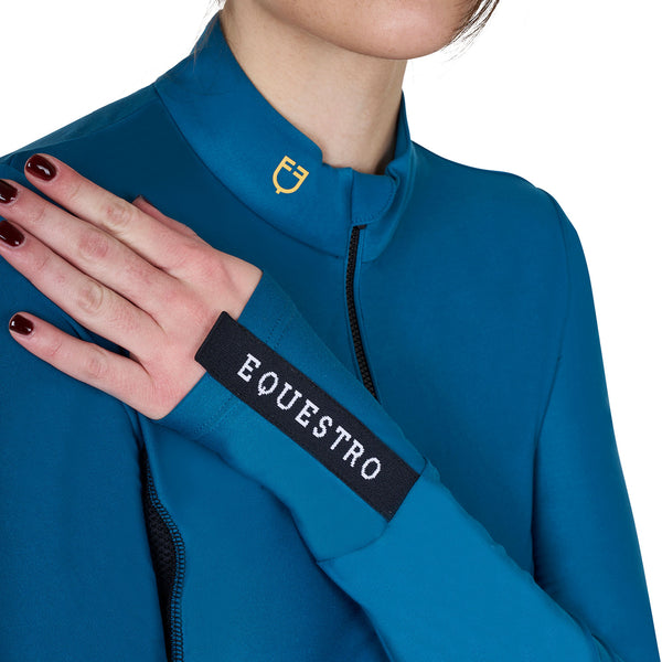 Equestro Women's long-sleeved training technical polo shirt