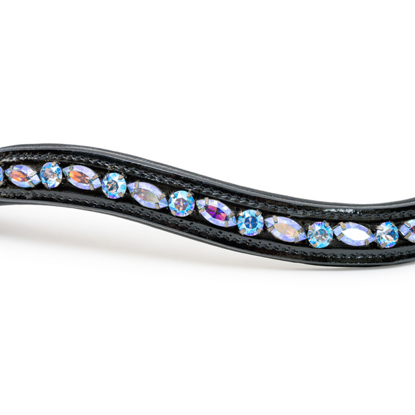 Paris Navette Crystal Patent Midline Browband - Light Sapphire Shimmer