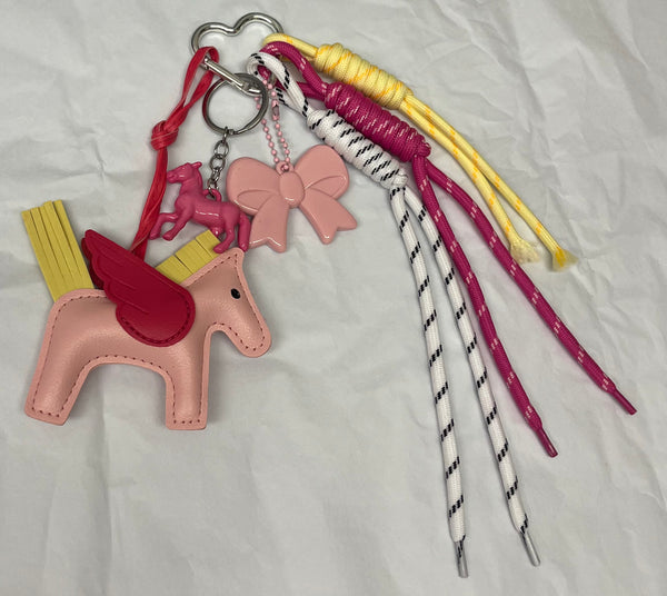 Horse Bag Charm with Keychain, Carabiner and Cord