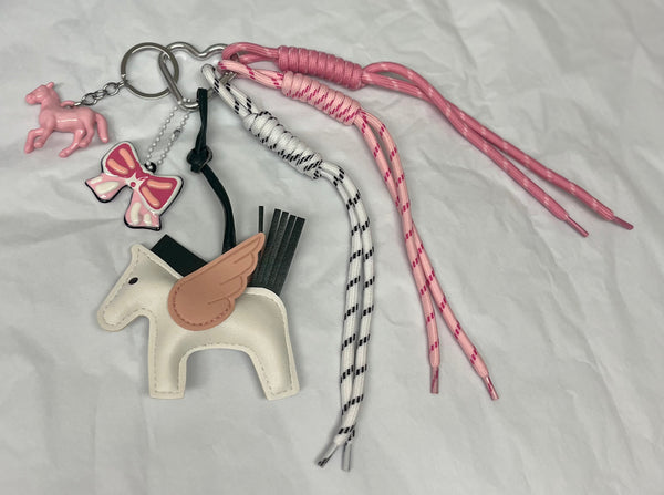 Horse Bag Charm with Keychain, Carabiner and Cord