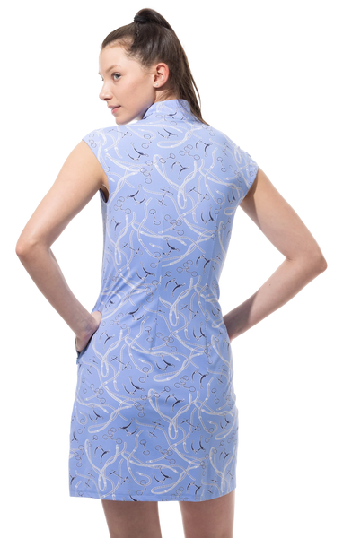 SanSoleil SolStyle Ice Sleevelss Zip Mock Dress. Free Rein. Blue