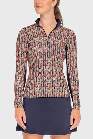 KASTEL NAVY PLUMES LONG SLEEVE 1/4 ZIP SUN SHIRT