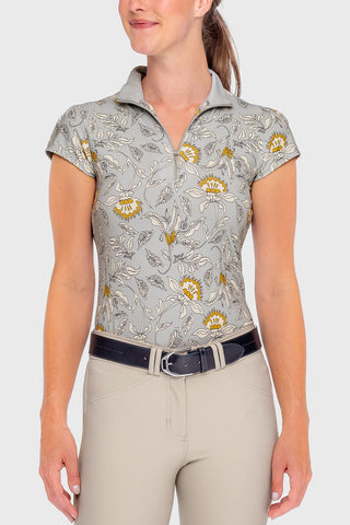 Kastel Dove Vintage Jacobean Cap Sleeve 1/4 Zip Sun Shirt