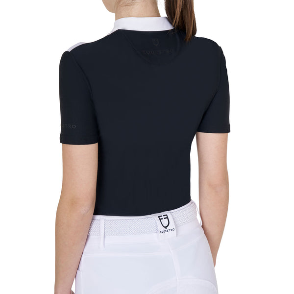 EQUESTRO WOMEN'S SHORT-SLEEVED COMPETITION POLO SHIRT WITH FRONT RHINESTONES