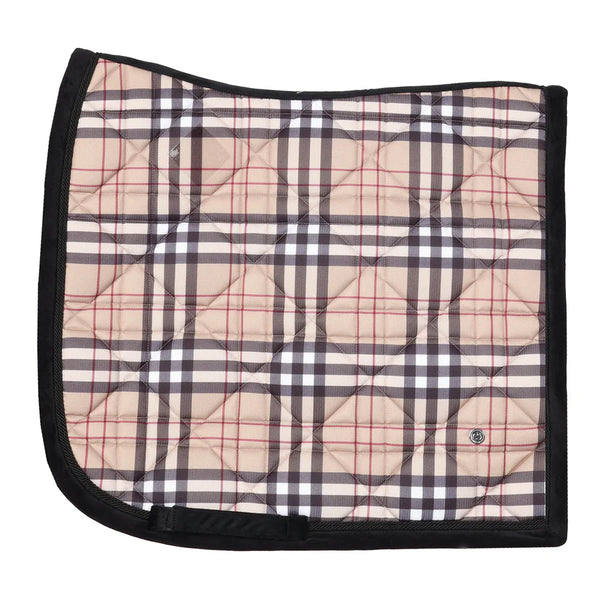 Dapplebay Holiday Plaid Dressage Saddle Pad-Tan
