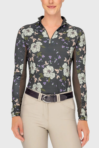 Kastel Slate Garden Rose Long Sleeve 1/4 Zip Sun Shirt