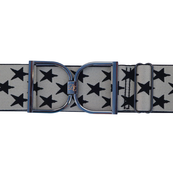 Divine Equestrian Comfort Fit Belt - Cream with Black Stars - 2" Wide
