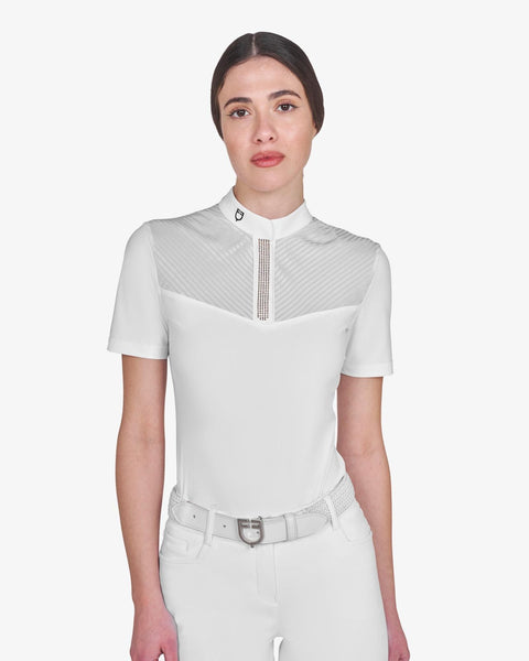 Equestro Women's Slim Fit Competition Polo with Silk-Like Inserts