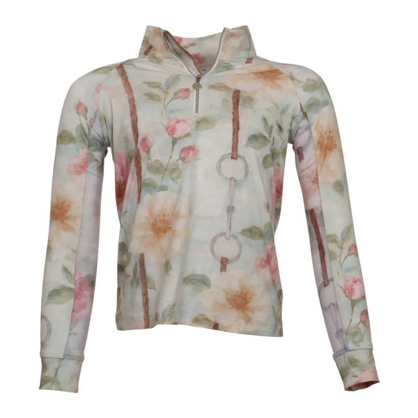 Dapplebay Kids Vintage Floral 1/4 Zip Long Sleeve Riding Top