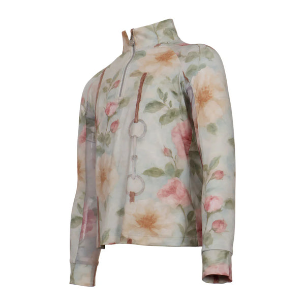 Dapplebay Kids Vintage Floral 1/4 Zip Long Sleeve Riding Top