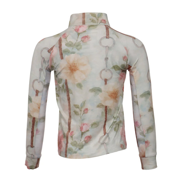 Dapplebay Kids Vintage Floral 1/4 Zip Long Sleeve Riding Top