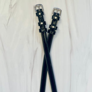 Showstopper Black Patent & Austrian Crystal Spur Straps