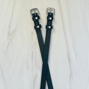 Brixton Black Leather & Clear Crystal Spur Straps