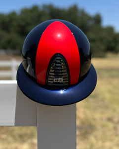 KEP helmet in navy with red