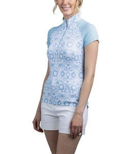 Kastel Cap Sleeve Blue and White Floral